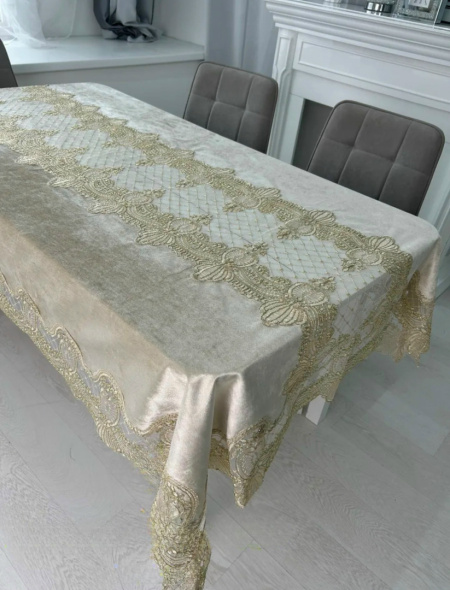 Скатерть Velour Hong Yi 150х220, SV-2019 Бежевый перламутр