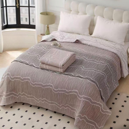 Плед-покрывало муслин 150х200 без бахромы, Ритм природы серый