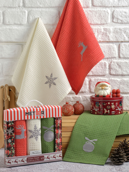 Салфетки вафельные METEOR 40х60 (3 шт.) NEW YERA СИМВОЛ ГОДА (V2) арт. 12380