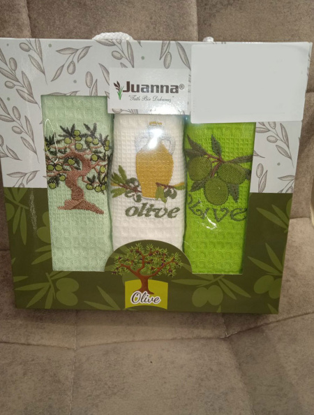 Набор кухонных вафельных полотенец (салфеток) JUANNA 40*60 (3 шт.) LUX ZEYTIN арт. 11376