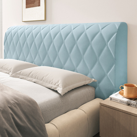 Стеганый велюровый чехол для изголовья кровати 160, CH160-10 Ромб бирюзовый