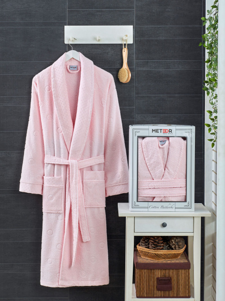 Турецкий махровый халат METEOR женский Шалька SIDNEY XXXL (светло-розовый) 12298