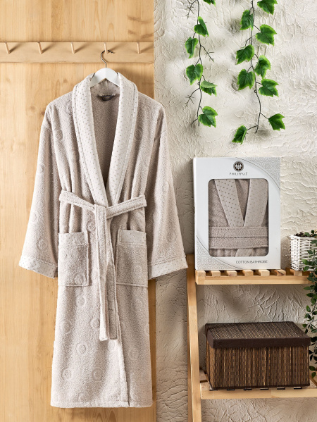 Турецкий махровый халат PHILIPPUS LENNY XXL арт. 11798 (бежевый)