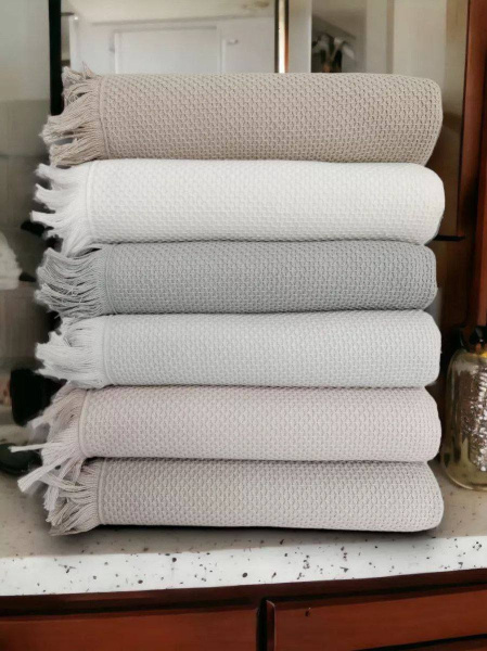 Полотенце Pupilla махра жаккард с бахромой 70х140 Bernini, 63331 Св.-бежевый