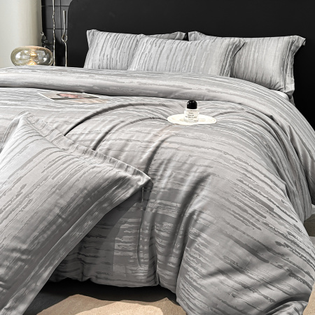 Постельное белье Jacquard Tencel Евро (нав.50х70-2), KJTE-01 Серый
