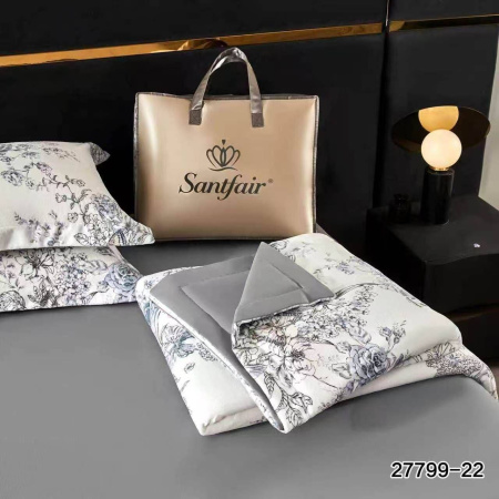 Постельное белье Santfair с одеялом евро велюр-хлопок (нав.50х70х2), 27799-22