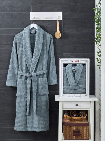 Турецкий махровый халат METEOR мужской Шалька LYON XXL (темно-серый) 12294