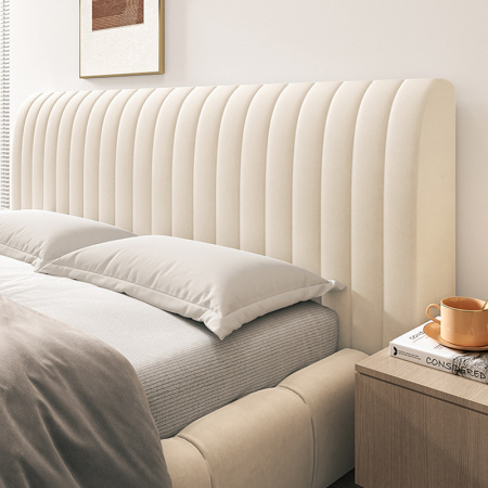 Стеганый велюровый чехол для изголовья кровати 180, CH180-5 Полоска молочный