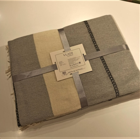 Плед из шерсти мериноса "Paters" "Марсель/275", 140х200, 30S/AMY, бел-сер-антр