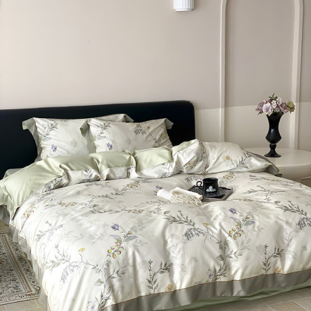 Постельное белье Tencel Soft Евро (нав.50х70х2), KTHE-01 Утро и вечер (зеленый)