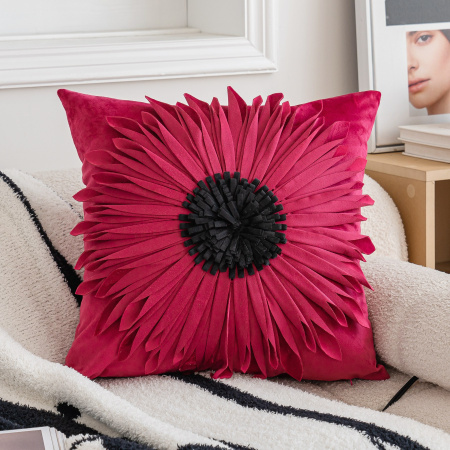 Чехол декоративный (наволочка) Velour-FL 45х45, VF4545-01 Бордовый