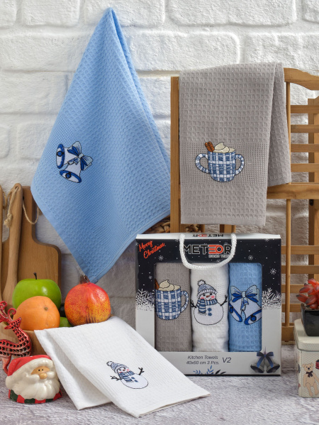 Салфетки вафельные METEOR 40х60 (3 шт.) TREE СИМВОЛ ГОДА (V2) арт. 12382