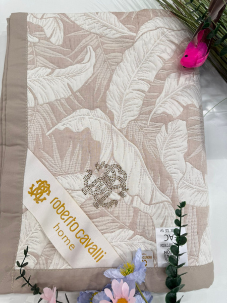 Хлопковое покрывало Roberto Cavalli 200х230, PRC2023-12 Перья бежевый