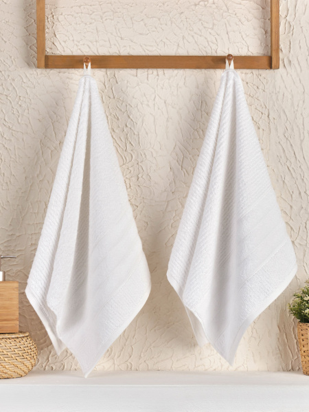 Комплект полотенец METEOR махра в ПВХ. (50x90/2 шт.) A144 SICILYA (кремовый) арт.12318