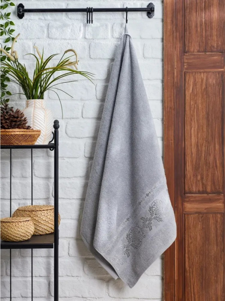 Полотенце METEOR махра. жаккард 90х150 A510 MEGAN (серый) 12268