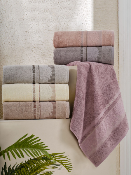 Бамбуковое полотенце PHILIPPUS DELUX (A533) SABRINA 70х140 арт. 12377 персиковый