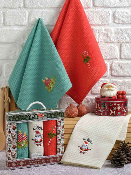 Салфетки вафельные METEOR 40х60 (3 шт.) NEW YERA СИМВОЛ ГОДА (V3) арт. 12380