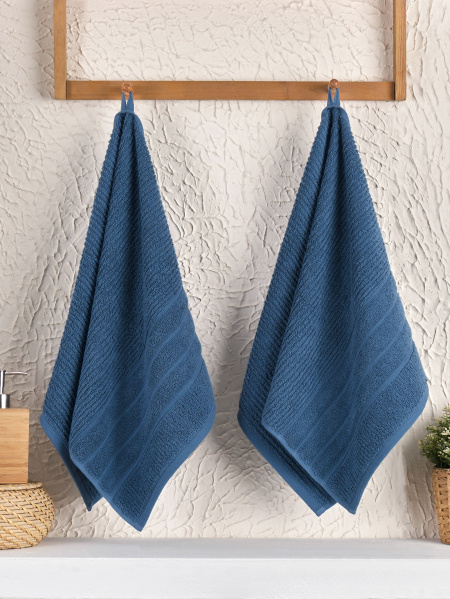 Комплект полотенец METEOR махра в ПВХ. (50x90/2 шт.) A144 SICILYA (синий) арт.12318
