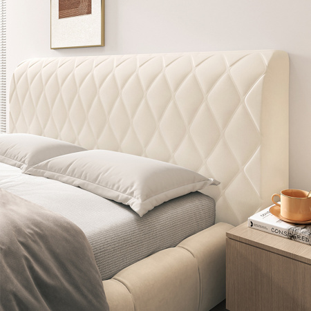 Стеганый велюровый чехол для изголовья кровати 160, CH160-8 Ромб молочный