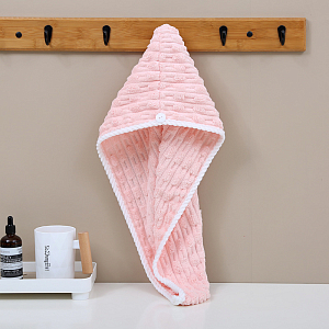 Шапочка-чалма для бани и сауны микрофибра 25*65, SCM-31 Розовый