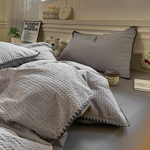 Комплект постельного белья Pure Евро пр/рез 160*200 (нав. 50*70*2) с вафельной текстурой, KPHE4-3 Серый