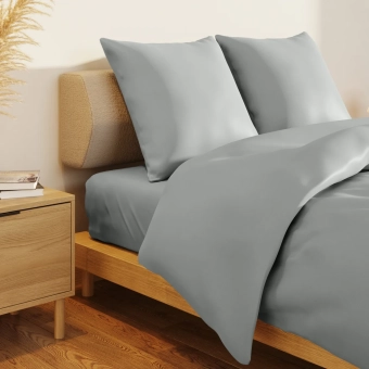 Постельное белье поплин Экотекс Love colors семейный серый