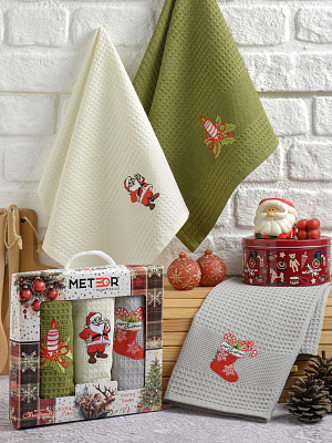 Салфетки вафельные METEOR 40х60 (3 шт.) NEW YERA СИМВОЛ ГОДА (V1) арт. 12380 Салфетки вафельные METEOR 40х60 (3 шт.) NEW YERA СИМВОЛ ГОДА (V1) арт. 12380