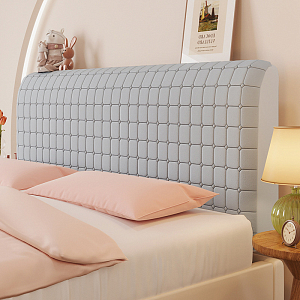 Стеганый велюровый чехол для изголовья кровати 160, CH160-41 Клетка светло-серый