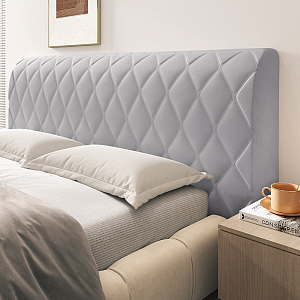 Стеганый велюровый чехол для изголовья кровати 160, CH160-12 Ромб светло-серый