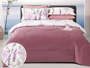 Постельное белье велюр/сатин LA PERLA с одеялом евро (нав.50*70), KLPE4-4 Темно-розовый