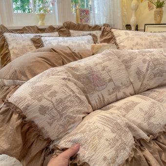 Комплект белья Soft Relief креп-жатка Евро пр/рез 180х200х25 (нав. 50х70 2шт.) KSR-ER-08 Бежевый лес