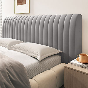 Стеганый велюровый чехол для изголовья кровати 160, CH160-6 Полоска серый