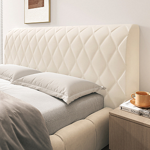 Стеганый велюровый чехол для изголовья кровати 160, CH160-8 Ромб молочный