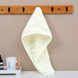 Шапочка-чалма для бани и сауны микрофибра 25*65, SCM-30 Сливочный