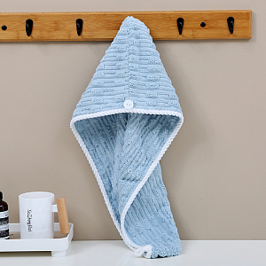 Шапочка-чалма для бани и сауны микрофибра 25*65, SCM-32 Голубой