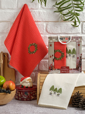 Салфетки вафельные METEOR 40х60 (2 шт.) TREE СИМВОЛ ГОДА (V3) арт. 12383 Салфетки вафельные METEOR 40х60 (2 шт.) TREE СИМВОЛ ГОДА (V3) арт. 12383