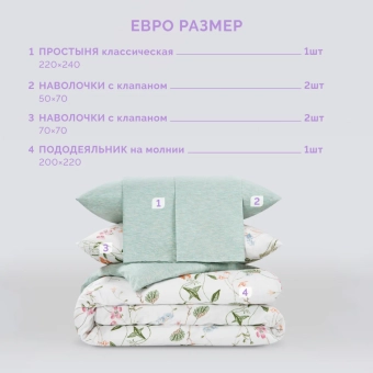 Комплект сатинового белья Гармоника евро Флоу