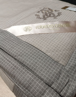 Постельное белье Santfair Roberto Cavalli с одеялом сатин евро (нав.50х70-2) Клетка бежевый