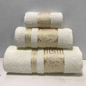 Комплект махровых полотенец Lotus Zeus (50х90-2)(70x140-1) 3 шт., Сливочный