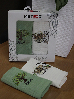 Салфетки вафельные METEOR 40х60 (2 шт.) OLIVE арт. 8347