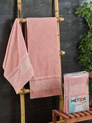 Комплект полотенец METEOR махра в ПВХ. (50x90/1)(70х140/1) 2 шт.A509 ZEREN (пудра) арт.12259 Комплект полотенец METEOR махра в ПВХ. (50x90/1)(70х140/1) 2 шт.A509 ZEREN (пудра) арт.12259