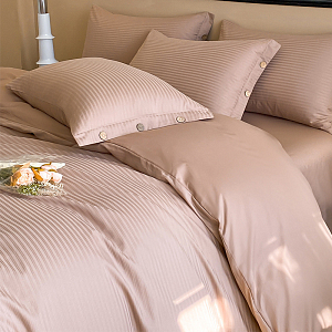 Постельное белье Cotton Stripe Евро (нав. 50*70) KSSE-26 Кофейный