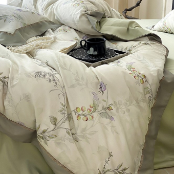 Постельное белье Tencel Soft Евро (нав.50х70х2), KTHE-01 Утро и вечер (зеленый)
