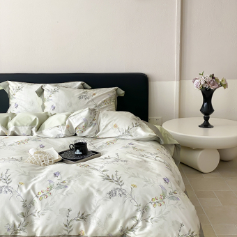 Постельное белье Tencel Soft Евро (нав.50х70х2), KTHE-01 Утро и вечер (зеленый)