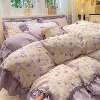 Комплект белья Soft Relief креп-жатка Евро пр/рез 180х200х25 (нав. 50х70 2шт.) KSR-ER-03 Фиолетовое утро