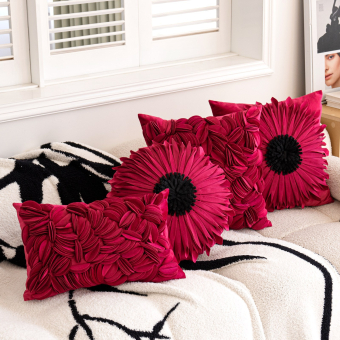 Чехол декоративный (наволочка) Velour-FL 45х45, VF4545-01 Бордовый