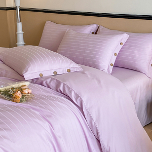 Постельное белье Cotton Stripe 1,5-сп (нав. 50*70*1), KSS15-27 Сиреневый