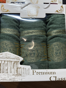 Комплект махровых полотенец Lotus Zeus (50х90-2)(70x140-1) 3 шт., Зеленый