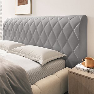 Стеганый велюровый чехол для изголовья кровати 160, CH160-9 Ромб серый