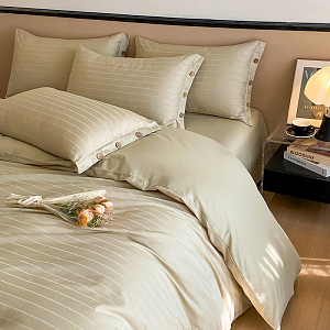 Постельное белье Cotton Stripe 1,5-сп (нав. 50*70*1), KSS15-29 Оливково-серый